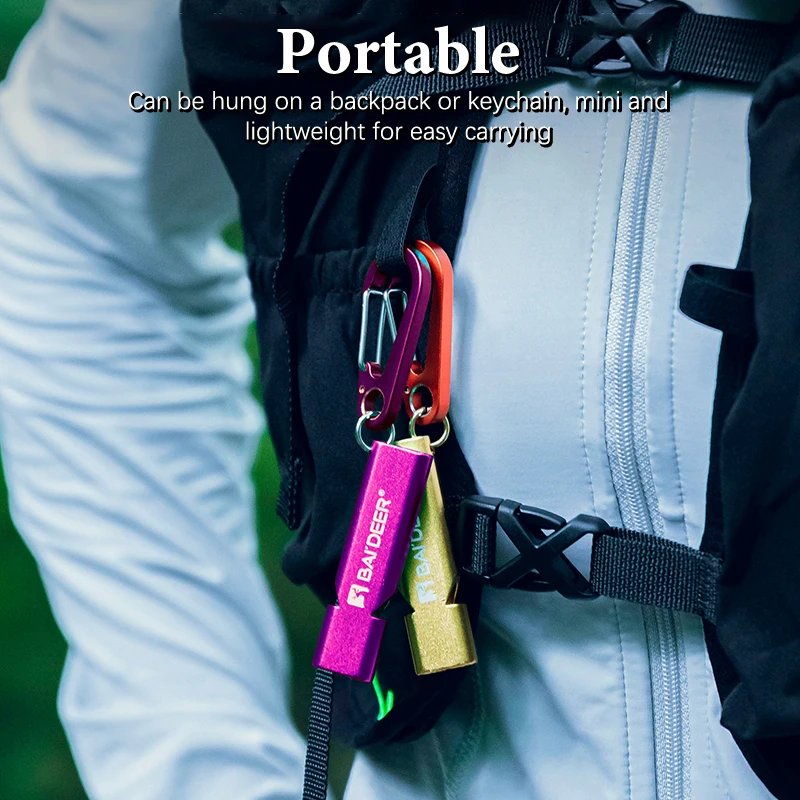 

Брелок со свистком из алюминиевого сплава с высоким децибелом, двойная труба с веревкой, свисток для кемпинга и пешего туризма, 5 цветов, портативные инструменты на открытом воздухе