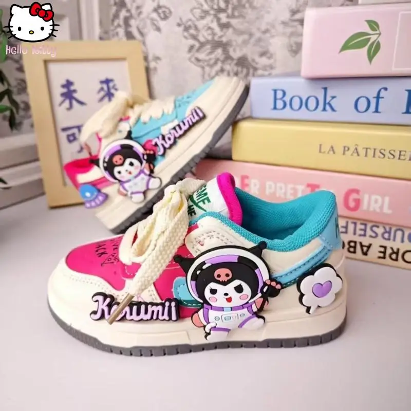 Kawaii الفتيات Kuromi أحذية رياضية أنيمي الربيع الصيف الكرتون جديد أبي أحذية سانريو أحذية مجلس عادية خفيفة الوزن لينة وحيد الأحذية