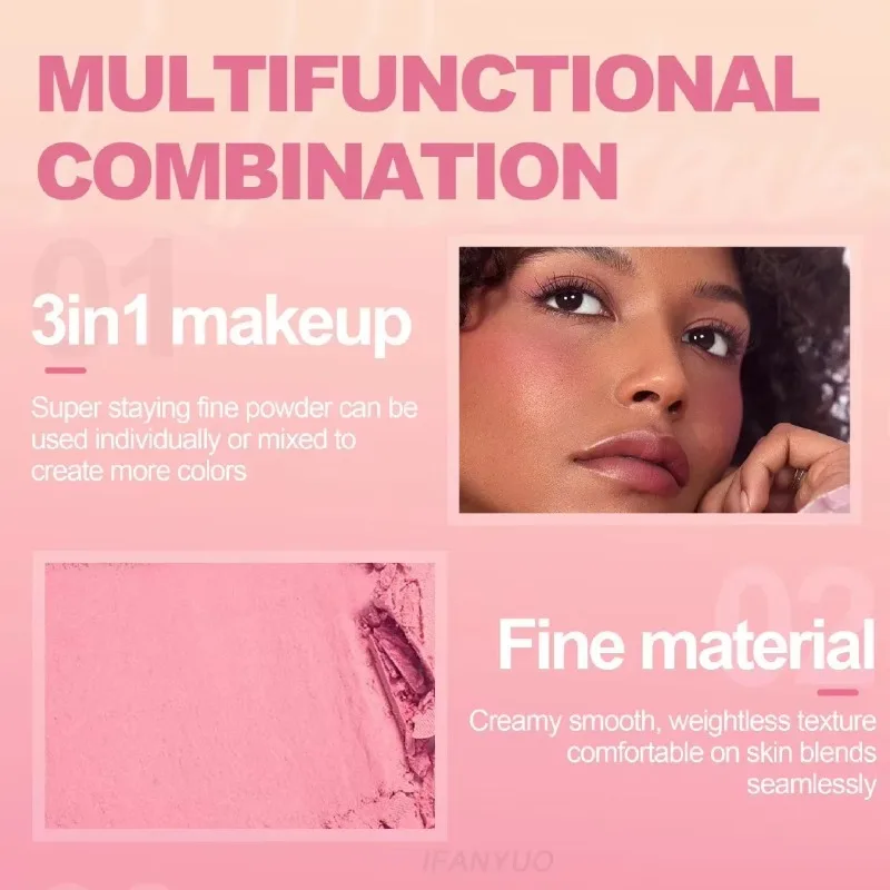 3-in-1 Highlighter Contouring Blush Palette Matte Pearly Shiny Lidschatten Multifunktionale Erstellen Sie eine mehrschichtige Augen-Make-up-Palette