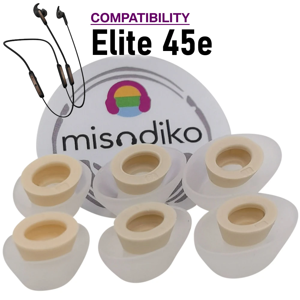 misodiko Silicone Eargels Ear Tips Compatible with Jabra Elite 45e Wireless Earbuds (3-Pairs, Ivory)