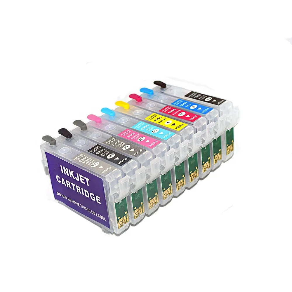 T0961- T0969 Refillable Ink Cartridge WIth Auto Reset Chip For Epson Stylus Photo R2880 Printer