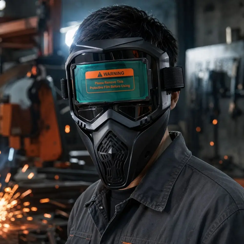 Face Protector Auto Darkening Welding Helmet Detachable Head-mounted Welder Mask Large View Breathable Welding Face Shield