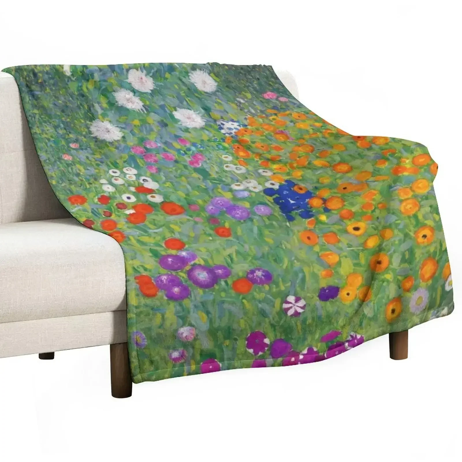 

Gustav Klimt Flower Garden Throw Blanket Summer Winter beds Blankets