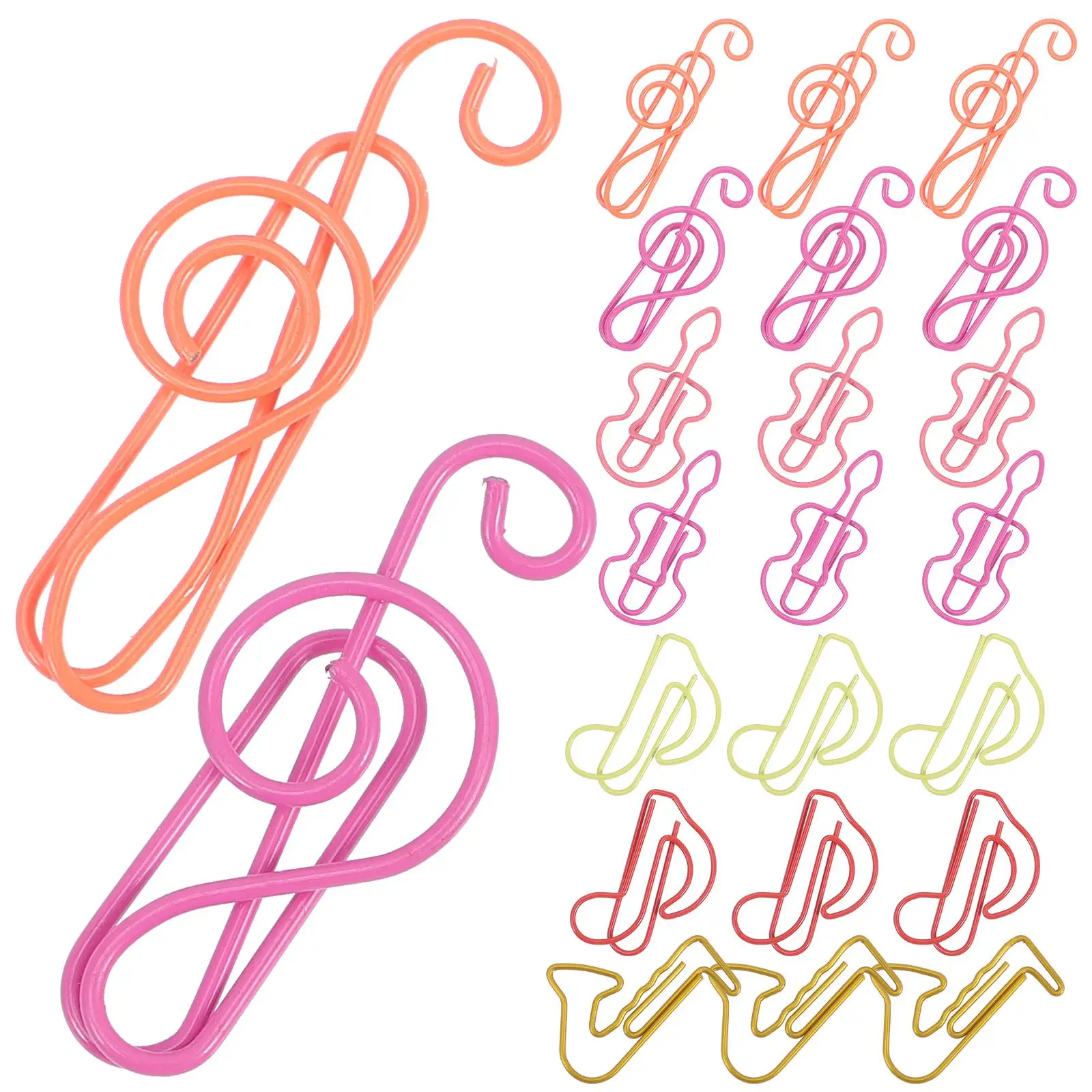 60pcs Colored Paper Clips Office Supply Musical Notes Shape Metal Document File Clips Cute Creative Staples