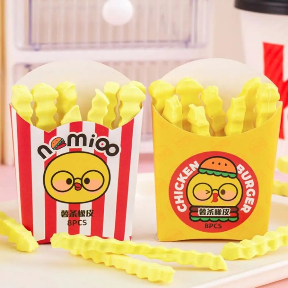 Correction Creative French Fries Eraser Portable Novelty Cute Student Eraser Boxed Funny Pencil Wiping Eraser School