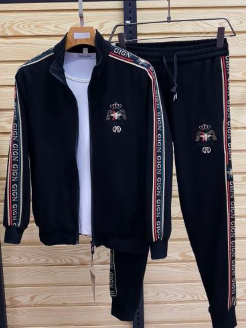 

New 32 Men's Casual Long Sve Stand Collar Sportswear Set Comfortable Versatile Spring Autumn Faionable Two-Piece Suit