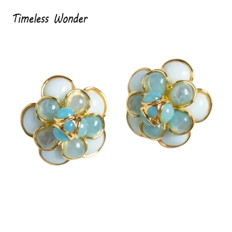 

Timeless Wonder Fancy 3D Geo Floral Stud Earrings for Women Designer Jewelry Runway Goth Luxury Rare Sweet Gift Top 5157