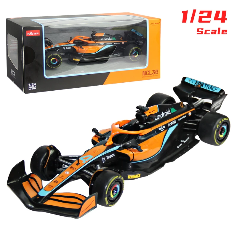 Fórmula 1 Corrida estática Diecast Car Model, Coleção de brinquedos, Liga, Presentes, RASTAR, F1 McLaren, MCL36, #4, Lando Norris, 1:24 Escala, 2022