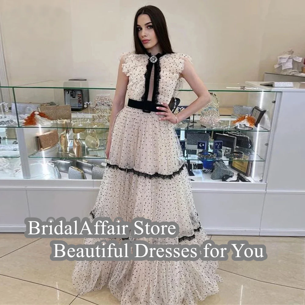 BridalAffair linia przerywana tiulowe sukienki wieczorowe w stylu Vintage długa sukienka na przyjęcie kobiety formalne suknie balowe Robe de soiree okazje suknie