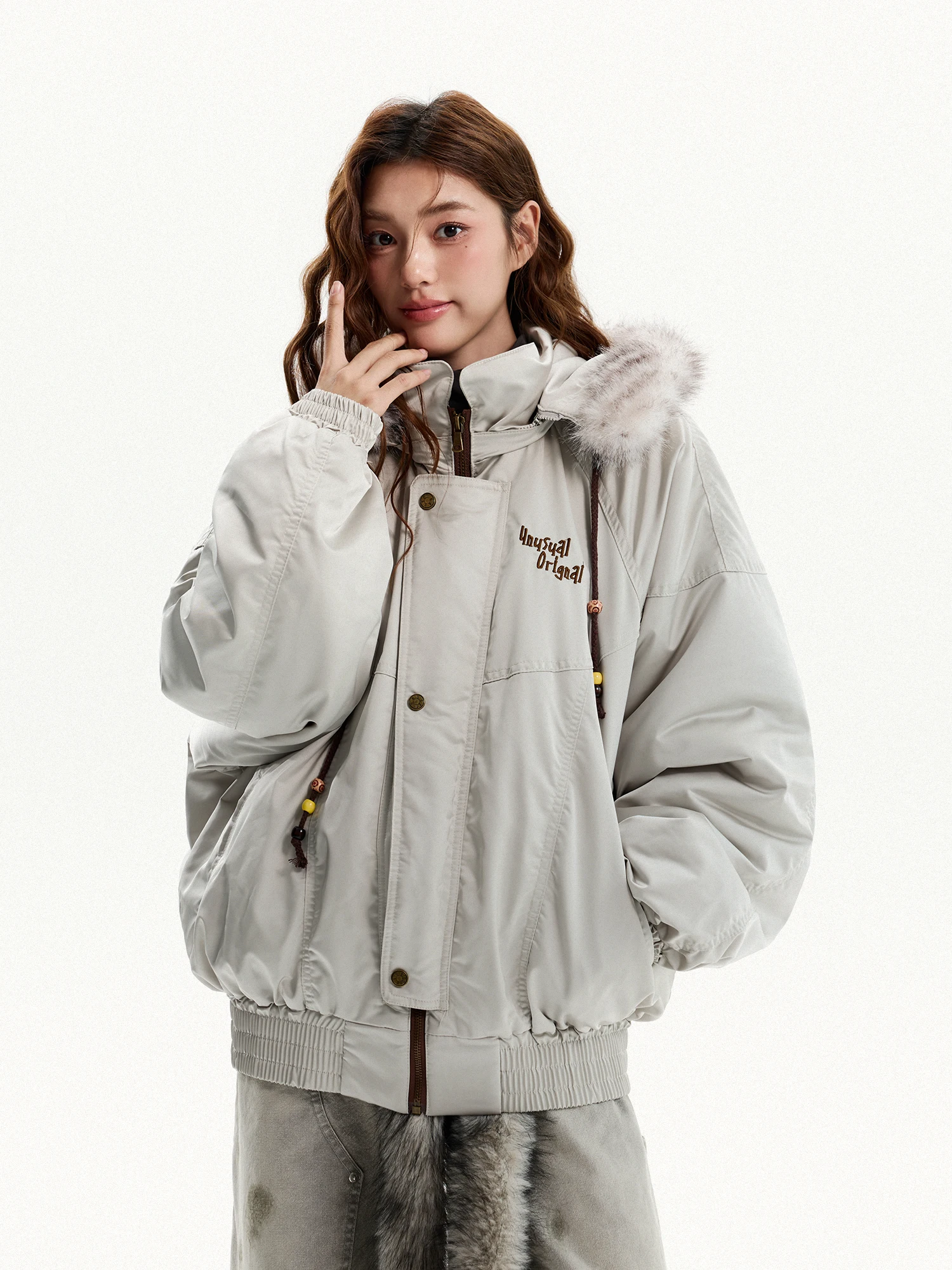 

Damon Island Winter Thiened Hooded Parka Coat Cotton Jaet Men's Sle Couple's Clothing Retro American Design Fur Collar