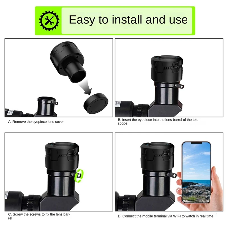 Upgraded 4K HD WIFI Electronic Eyepiece Astronomical Telescope Camera 5 Million Pixel Full-Color Bird-Watching Telescope