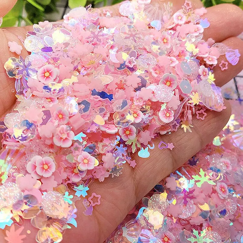 Nightglow Handmade DIY Sequins Five Star Moon Mermaid Concubine Shell Snowflake Multiple Sequins Blended Polychrome 10ml