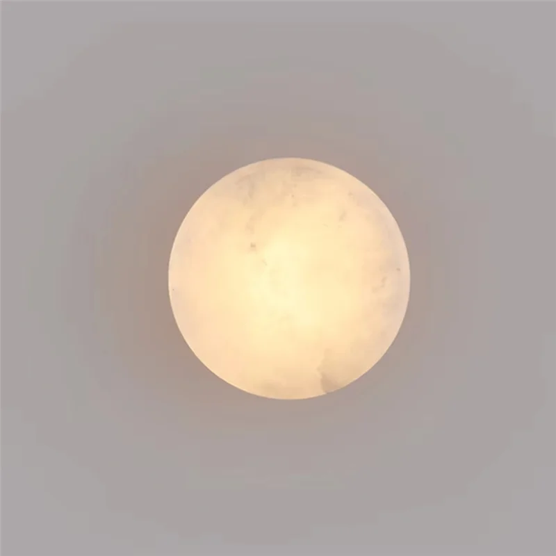 

ABZC-Natural Marble Round Wall Lamp Nordic Modern LED Room Light Living Room Bedroom Passage Corridor