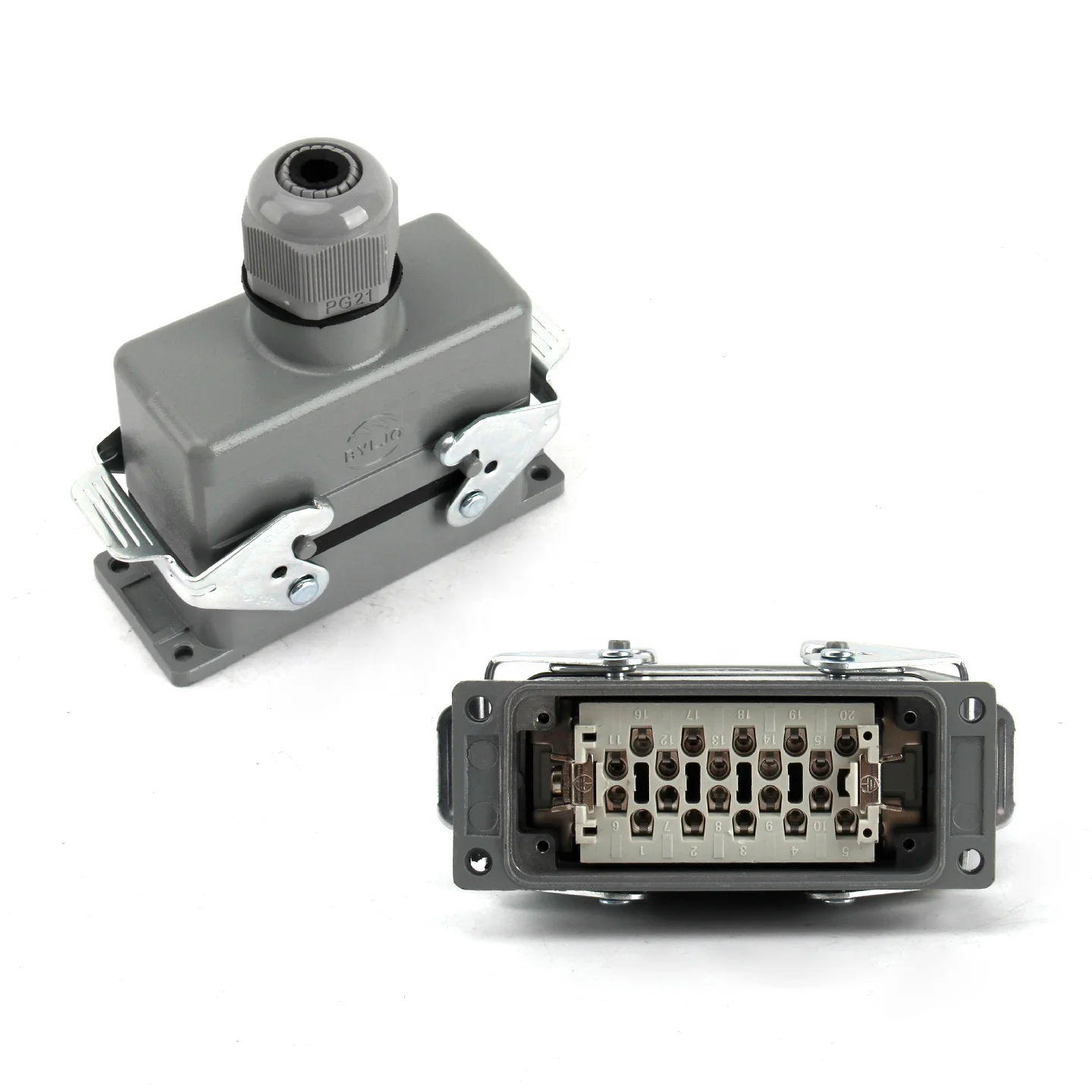 Heavy  Connector Double Latch Design Aerospace IP65 Rated 16A 500V Corrosion Resistant Brass Power PCB Aluminum