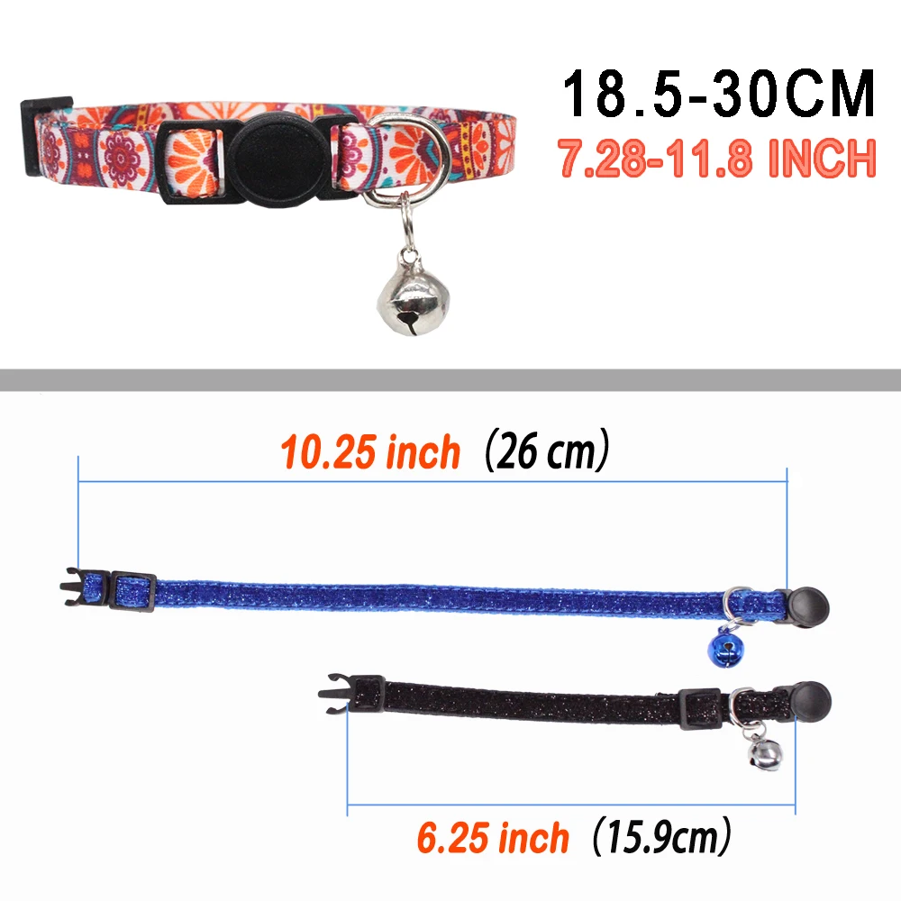 Personalized ID Cat Collar Adjustable Safety Buckle with Bell Free Engraving Nylon Necklace for Puppy Kittens Necklace