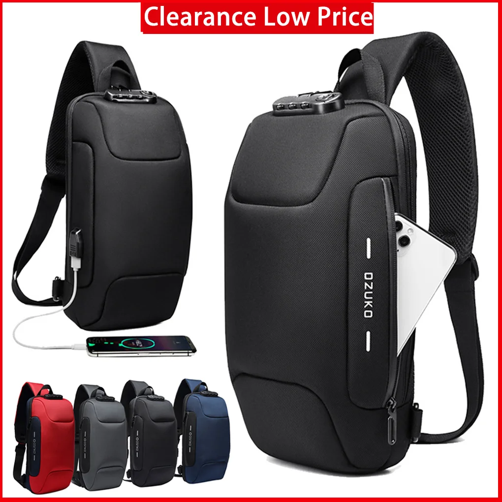 

Men Anti Theft Chest Bag Shoulder Bags USB Charging Crossbody Package for Men Waterproof Travel Messenger Chest Bag wholesale