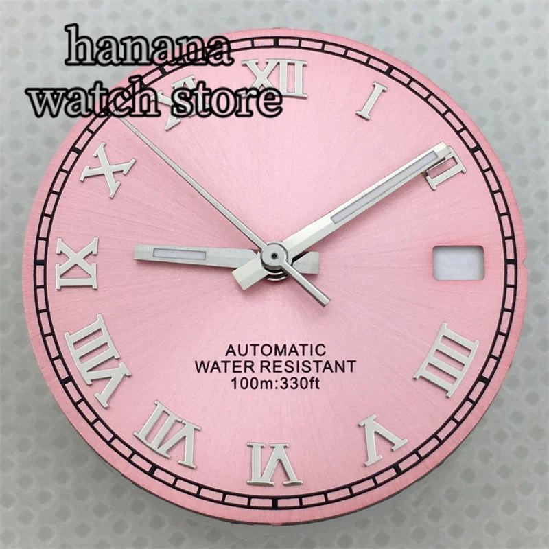 BLIGER 29mm pink dial Roman Diamond Index with NH35 movement with 3 o 'clock crown