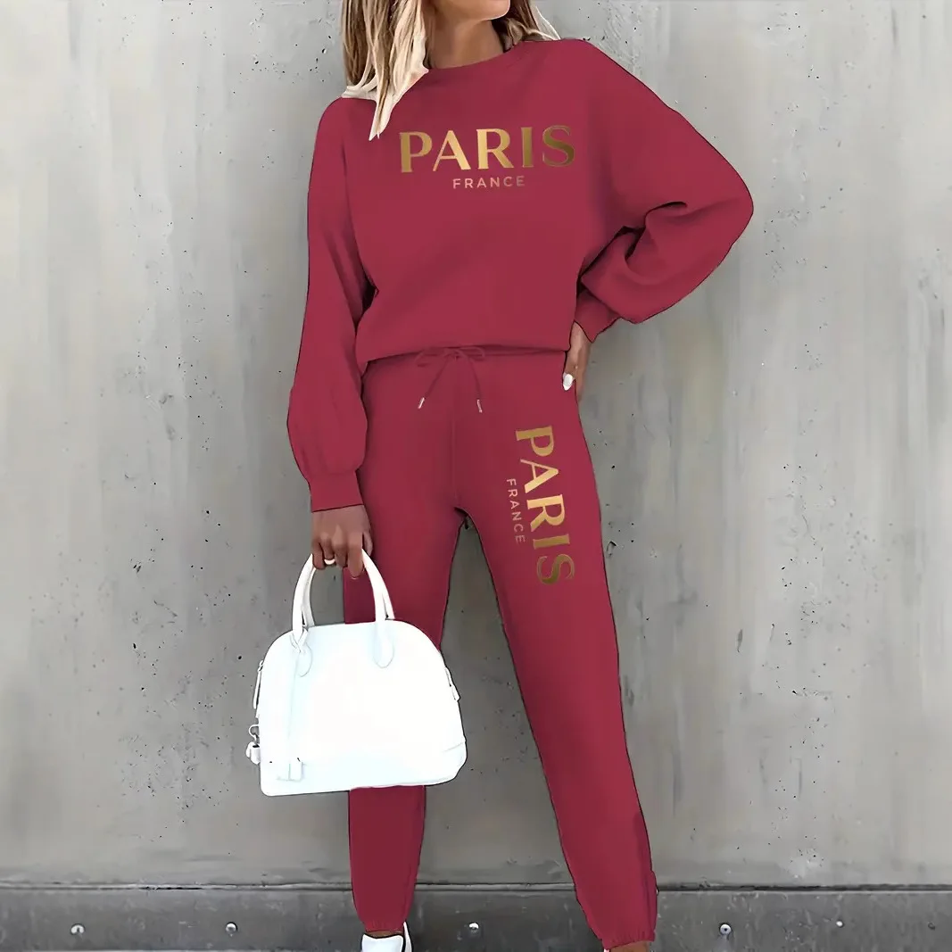 

Women's Fleece Tracksuit Sets 2024 Fashion Letter Print Hoodie+Pants Outfits Winter Warm Casual Sportswear Two Piece Suits