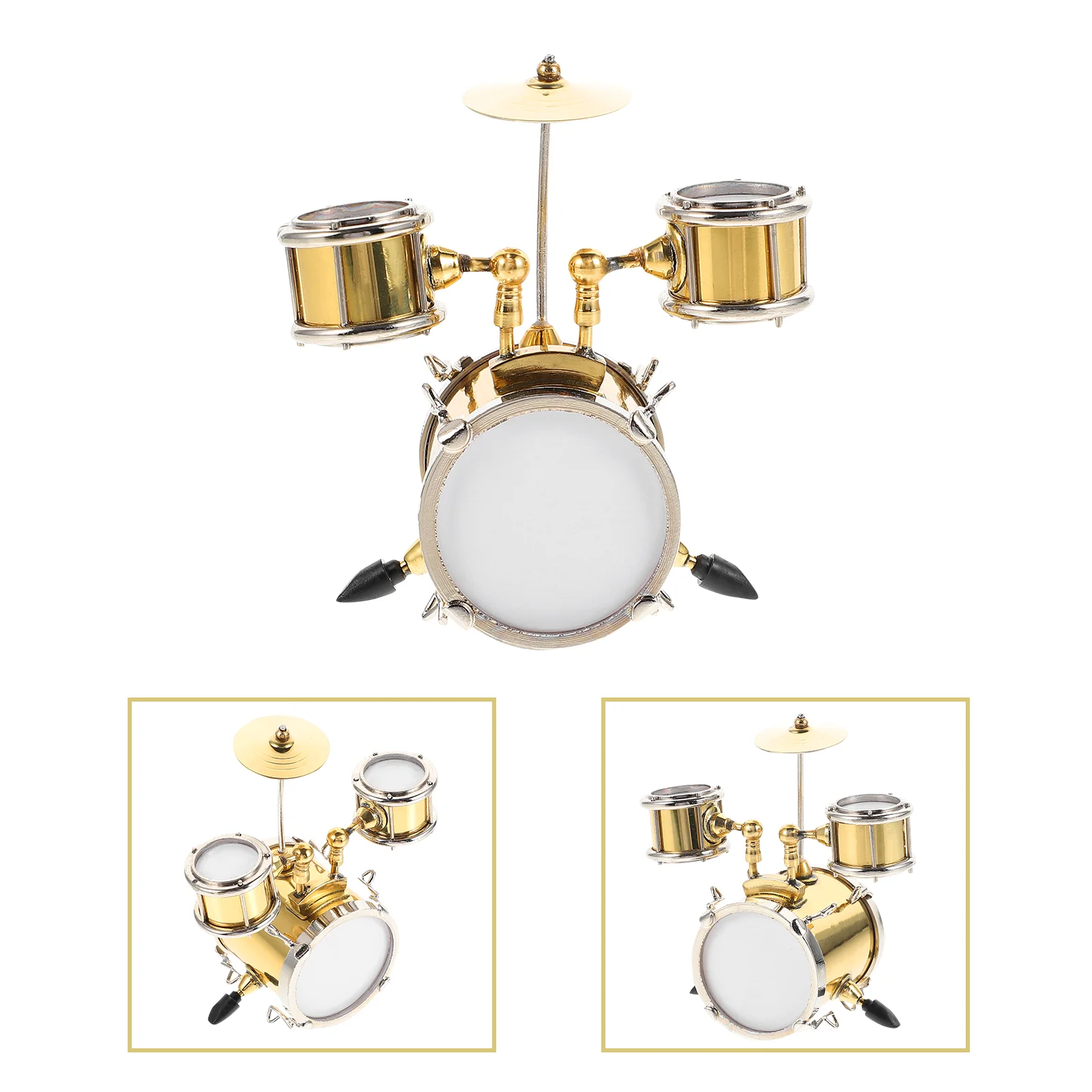 Jazz Drum Model Instrument Figurine House Kit Supply Miniature Home Desk Decor Decorate