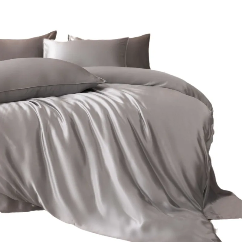 22 mmi silk four-piece set mulberry silk light luxury solid color mattress bed sheet quilt cover bedding set