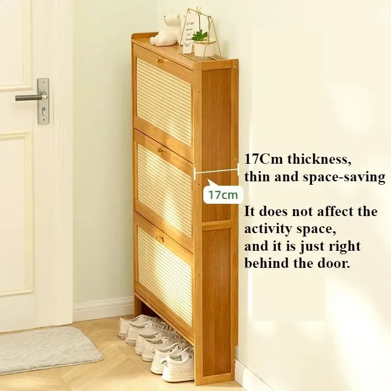 

Nordic Small Shoe Cabinets Ultra-narrow Door Side Shoe Rack Simple Oblique Multi-layer Household Ultra-thin Cracks Against Wall