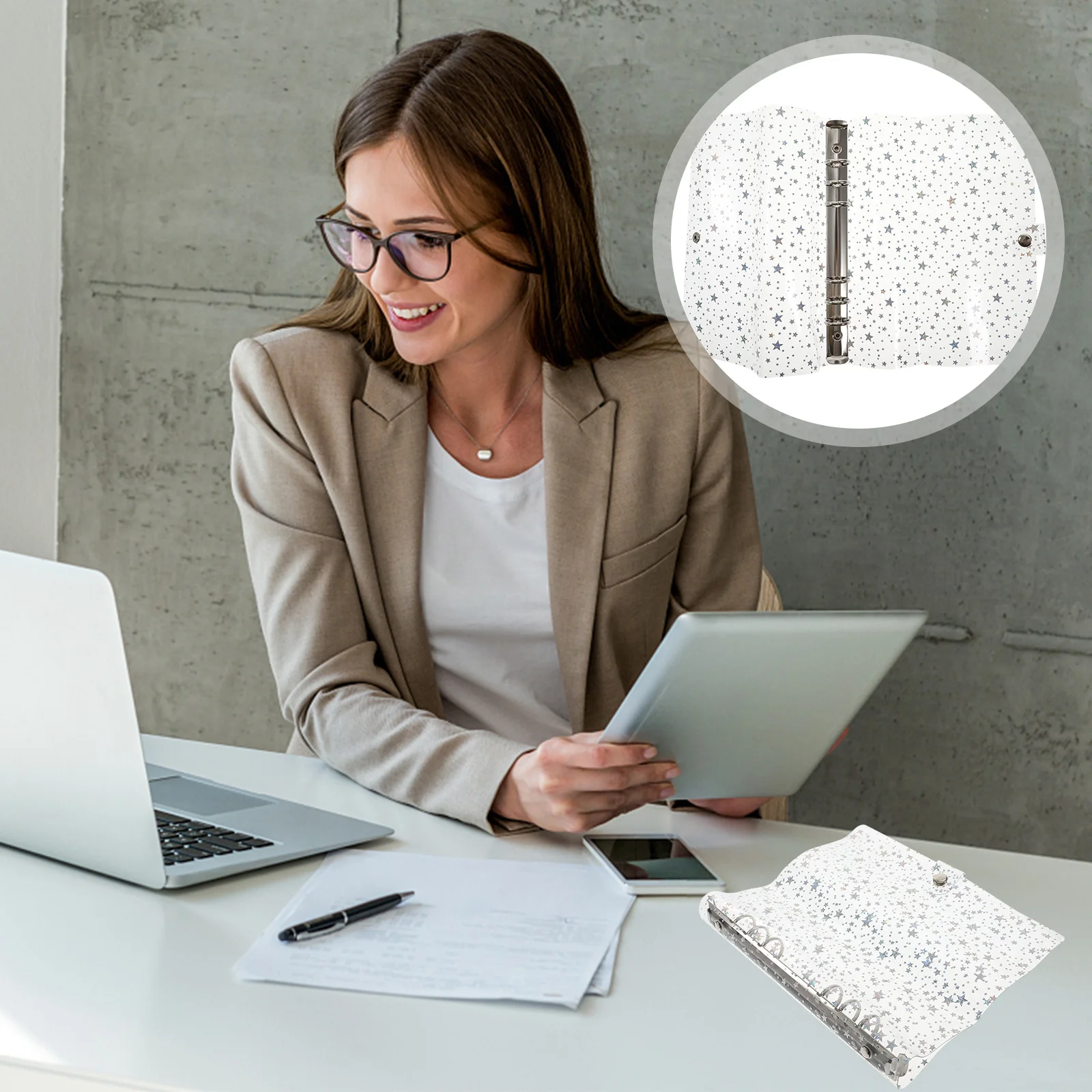 1 قطعة غطاء للكمبيوتر الدفتري 6-حلقة بولي كلوريد الفينيل فضفاضة ورقة الموثق قذيفة مقاوم للماء مكتب التموين للمدرسة الفصول الدراسية سجل القصاصات غطاء الموثق #2