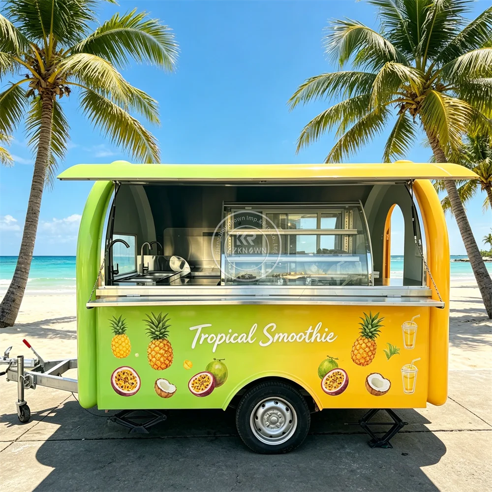 

Custom Snack Food Truck Fully Equipped Kitchen Trailer Street Mobile Fast Food Trailer Ice Cream Cart