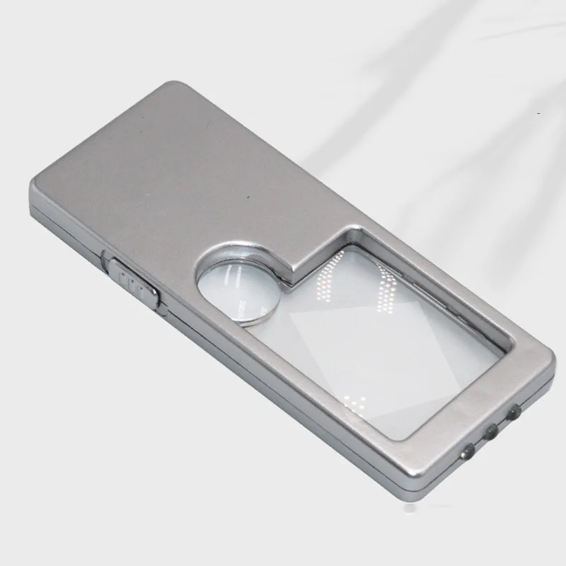 

Custom Square Business Card Ultra-thin LED Lighted 10x Mother-child Lens Reading Lighting Portable Handheld Magnifying Glass