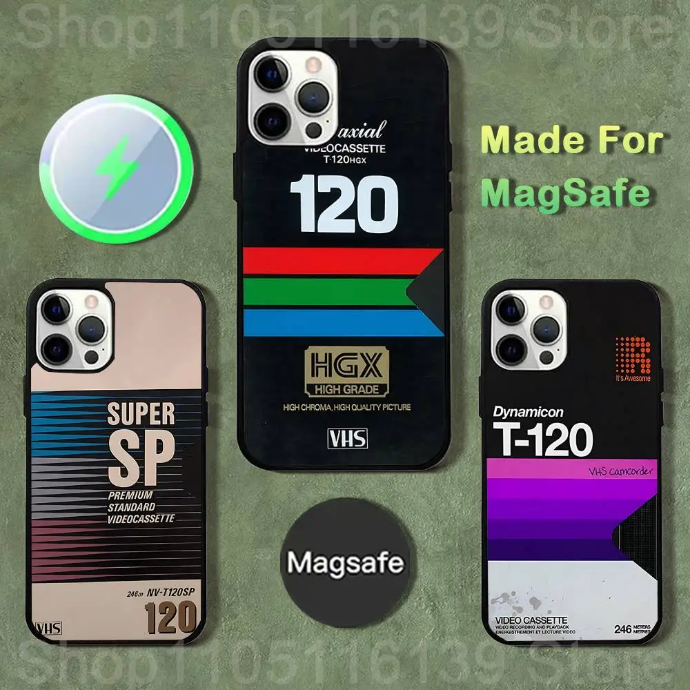

Retro VHS Tape Vintage Phone Case For iPhone 17,16,15,14,13,12,11,Pro,Max,Plus,Mini,SE4,E Magnetic Magsafe Wireless Charging