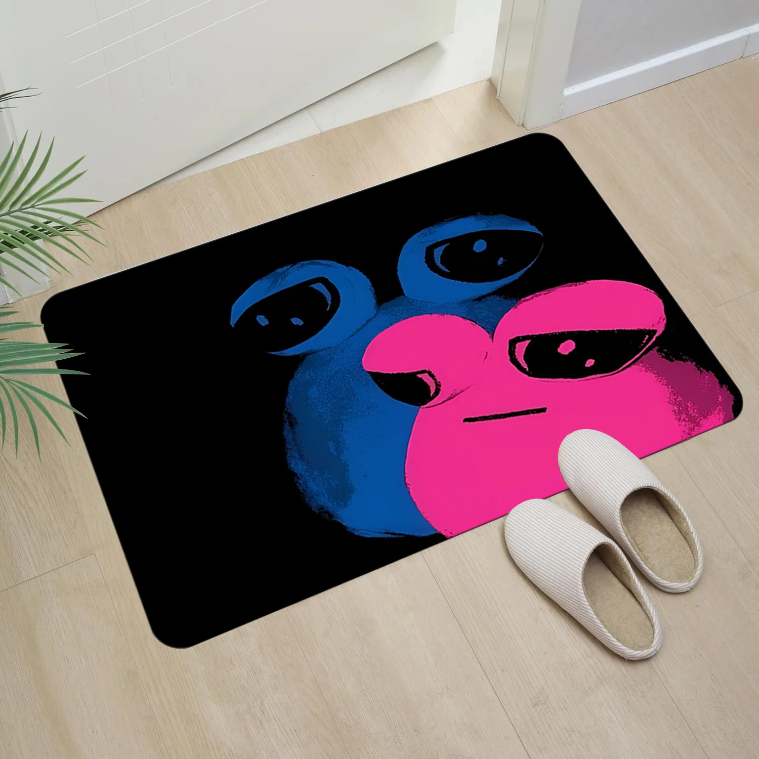 Adorable Pink & Blue Frog Cartoon Doormat Kitchen Carpet Entrance Door Rug Home Decoration, Stain & Dirt-Resistant Entrance Mat