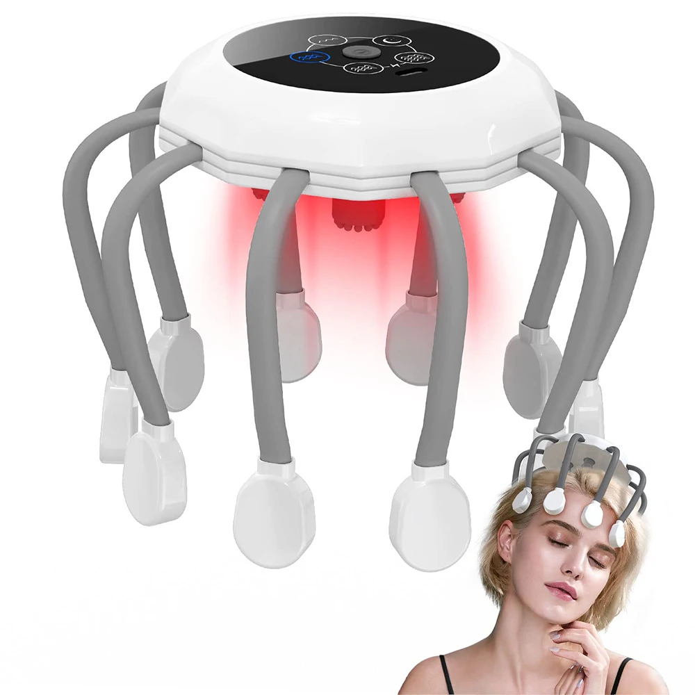 

Head Massager Electric Scalp Massager Relax Stress Relief Red Light Therapy Vibrator Head Massage For Headache Migraine Relief