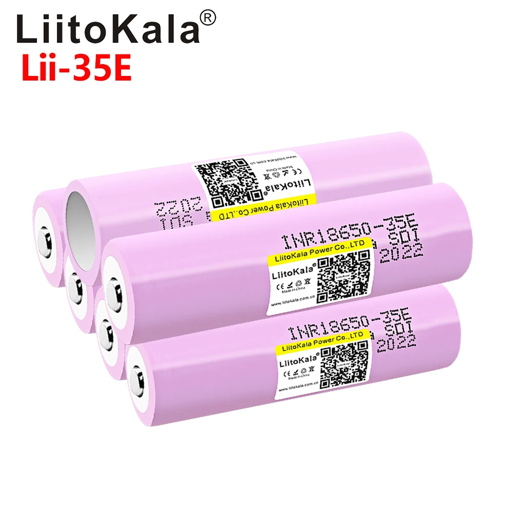 6PCS LiitoKala INR18650 35E 3.7V 18650 3500mAh Lithium Rechargeable Battery 25A Discharge Electrical Tools Flashlight Battery