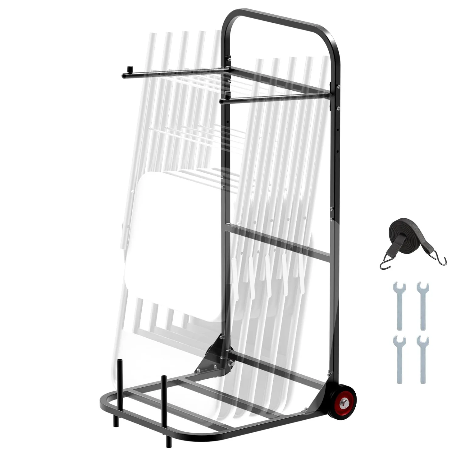 Folding Chair Rack, 100 LBS Capacity, Heavy-Duty Chair Cart for Hanging 10 Chairs, Multi-Function Metal Chair Storage