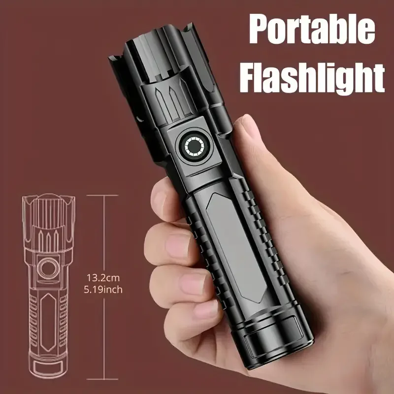 A super bright flashlight, USB rechargeable, expandable zoom, wide beam, handheld emergency lighting flashlight, suitable for ou