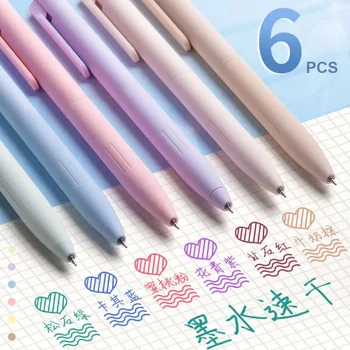 6 pièces/ensemble mignon ensemble de stylos Gel colorés pour prendre des notes rétro 0.5mm couleur étudiant écriture encre stylo à bille école bureau papeterie