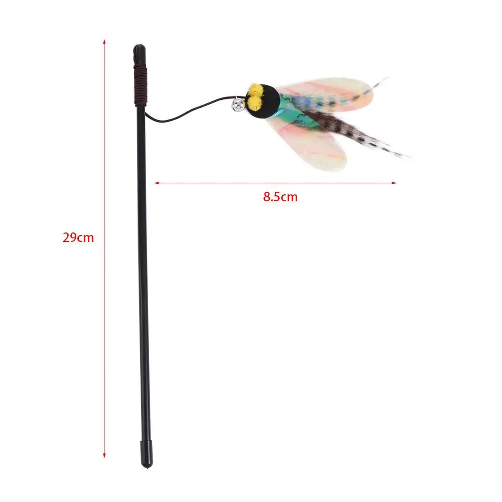 

Simulation Insect Cat Teaser Stick Detachable Bite Resistant Cat Feather with Bell Random Color Pet Interactive for Self Happy