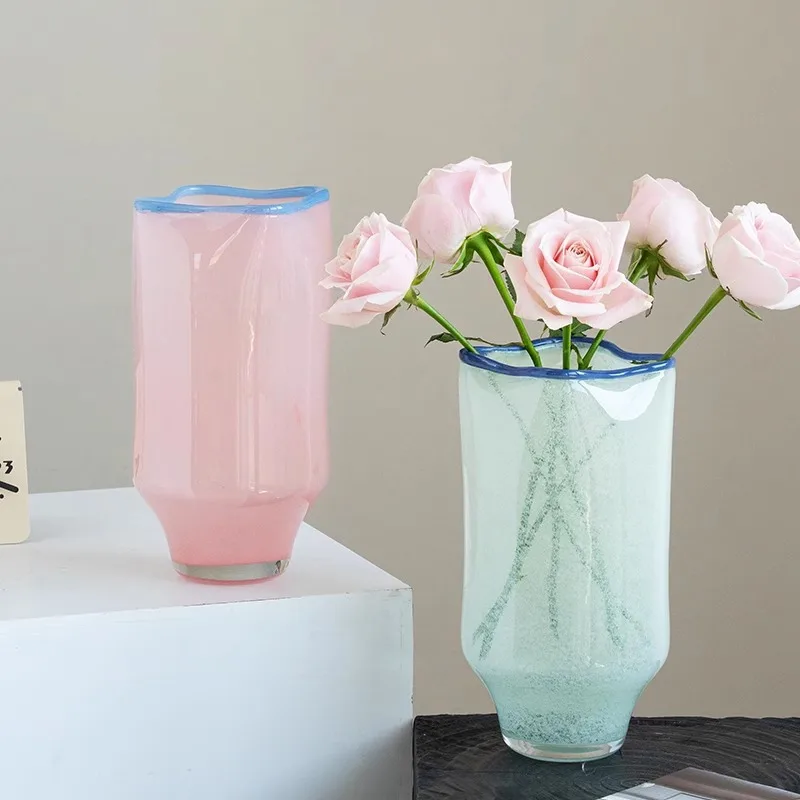 Vase Glass Flower Vase Large Caliber Super Good-looking French Light Luxury High Sense Home Decoration Ornaments