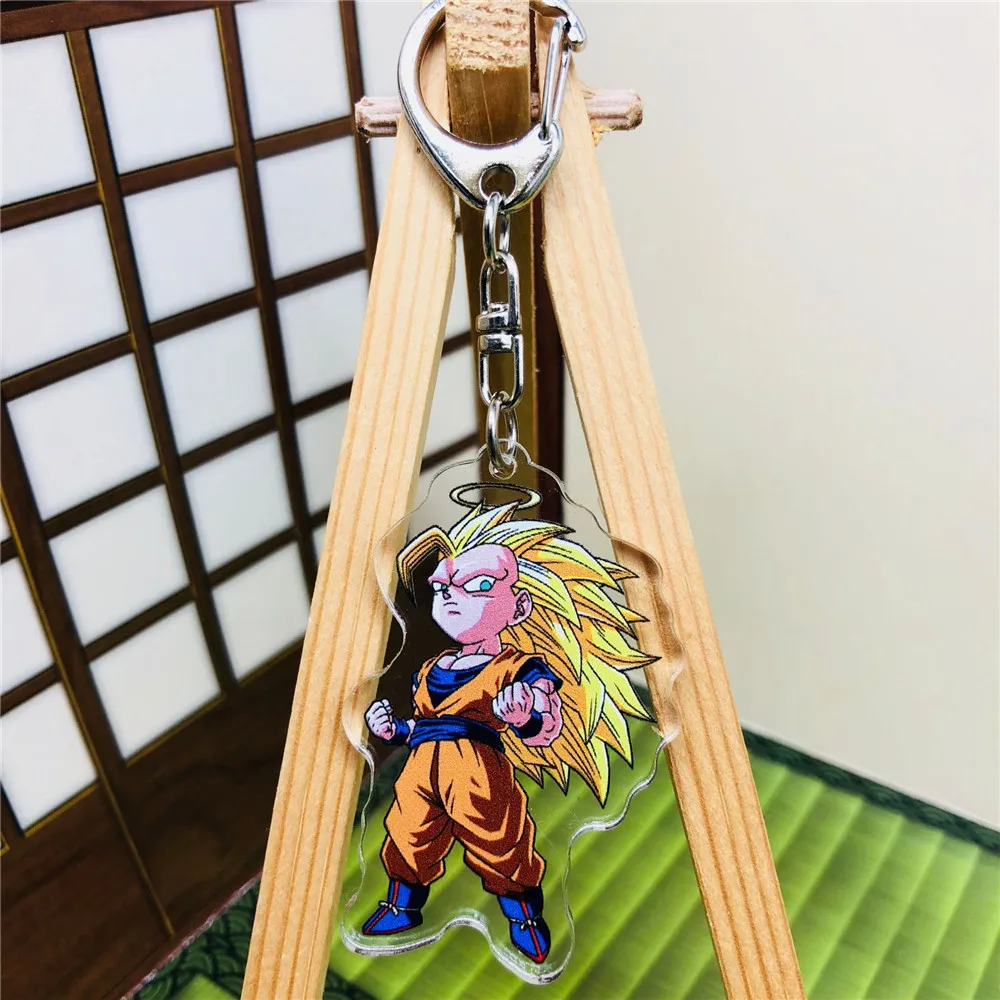 Anime Dragon Ball Z Porte-clés en acrylique, Son Goku, Zamasu noir, Vegetto, Gogeta, Vegeta Buu, Android 18, Lazuli Jiren, Pendentif Figure Toy