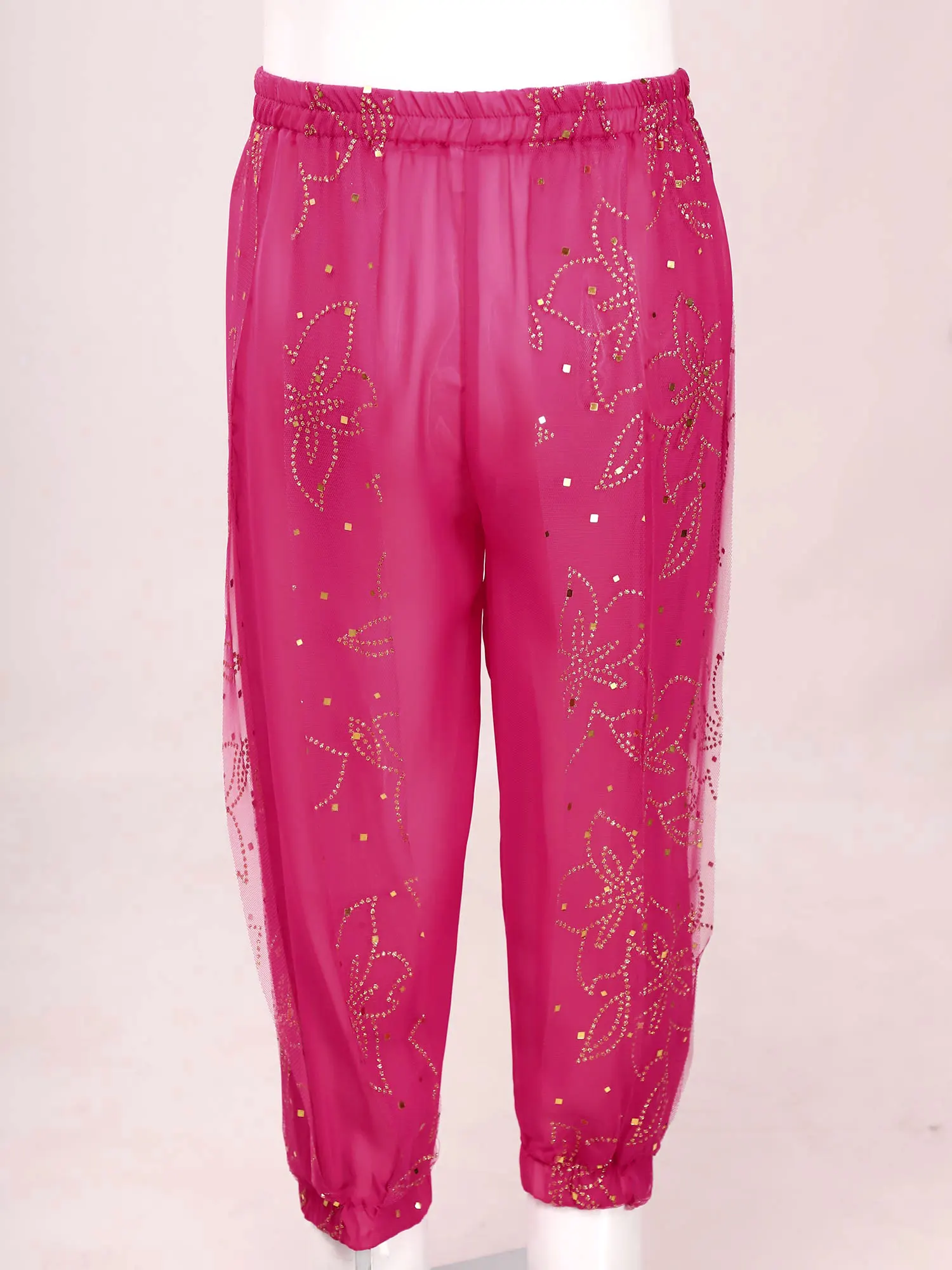 طفل الرقص الشرقي زي الفتيات سراويلي حريمي البنطلونات لامعة الأزهار السراويل القبلية العربية مرحلة الأداء بنطلون موضوع زي الحفلات