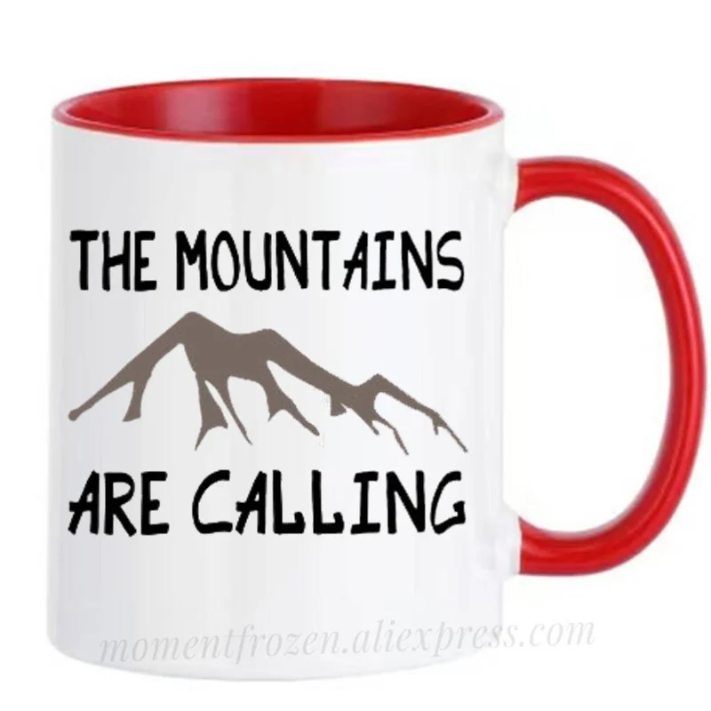 The Mountains Are Calling Camping Cups Campfire Tea Mugs Coffee Mugen Milk Tableware Coffeeware Home Office Decal Friends Gifts