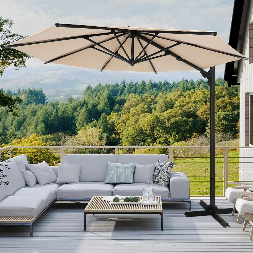 

13ft Outdoor Patio Umbrella, Double Sided Market Rectangle Umbrella with Crank Handle,Large Sun Shade for Outside Deck,Backyard.