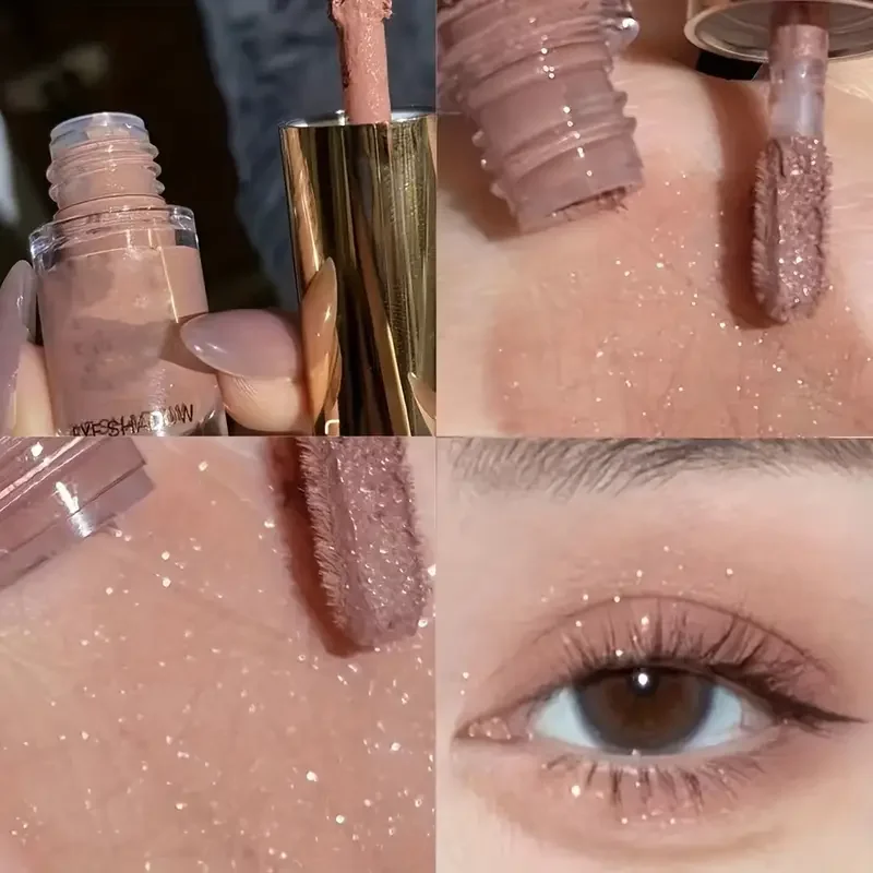 Glowing,Earthy and Gold Toned Liquid Eyeshadow-Matte, Shimmer and Glitter Effects,Monochromatic,Long-lasting Cream  Eye Makeup