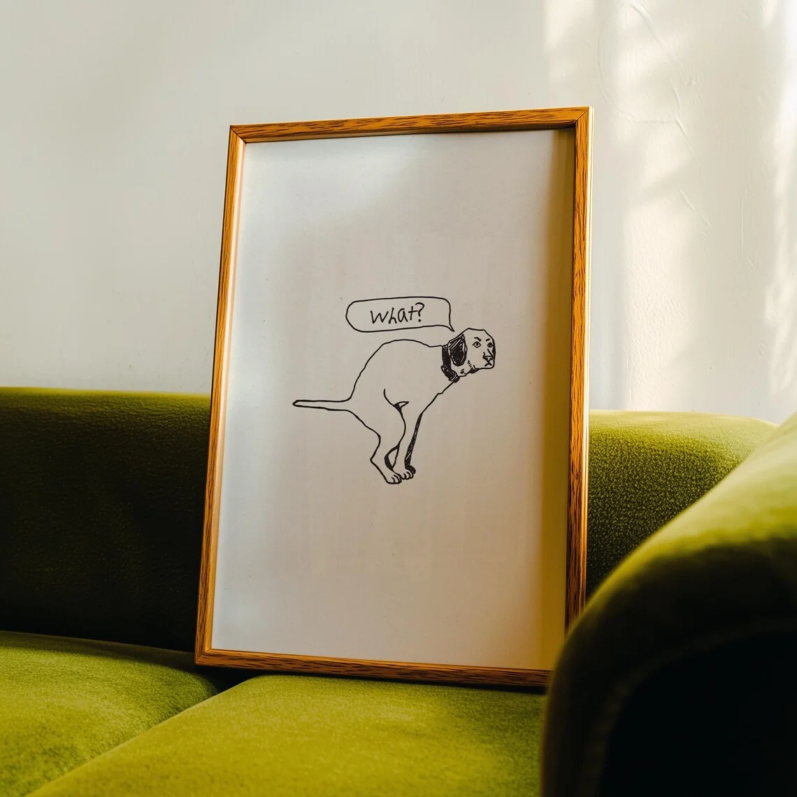 Playful "What?" Dog Line Art Wall Art - Whimsical Print Celebrating Pet Antics. The Minimalist Cream Background and Simple Linew image 5