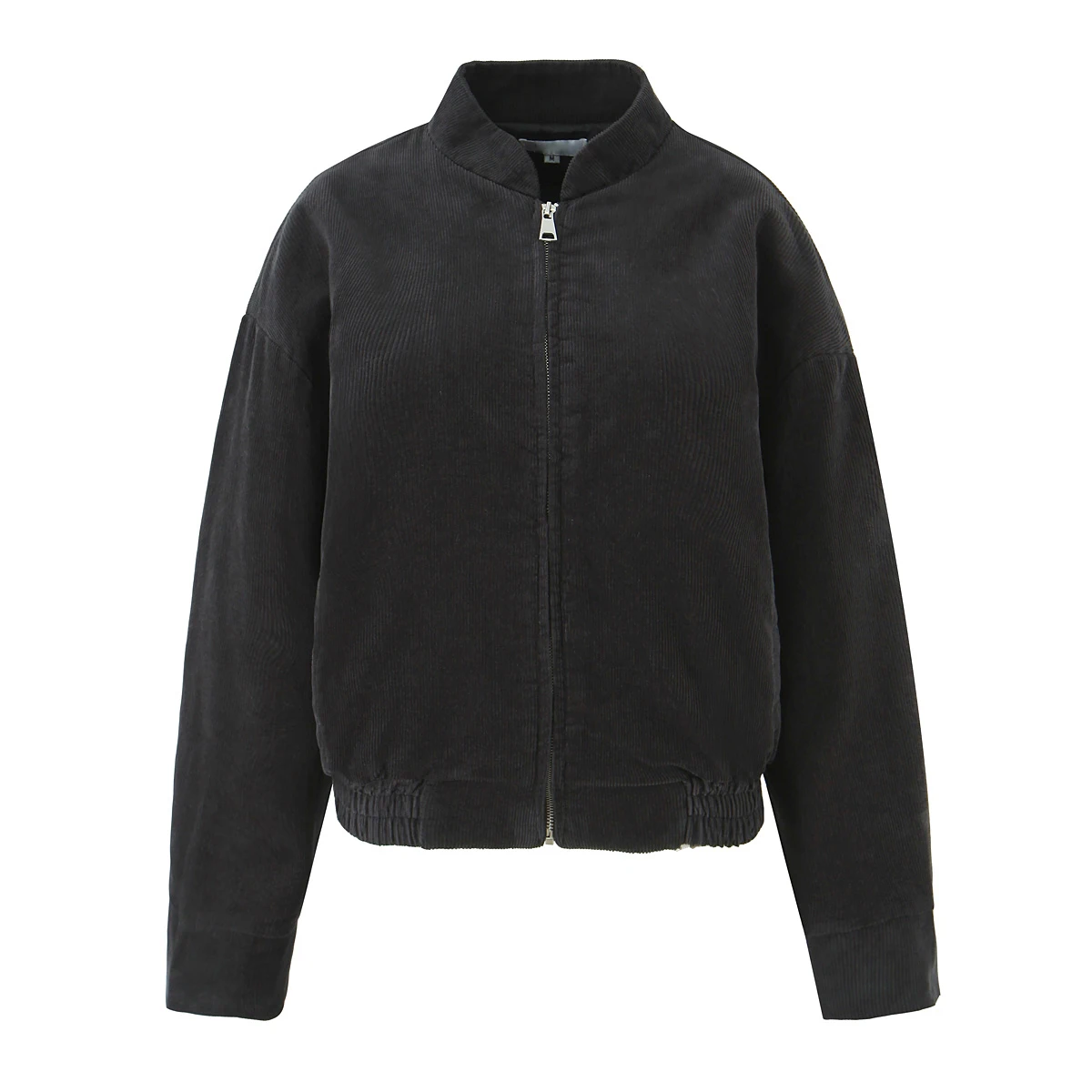 

Autumn New Women's Vintage Sle Loose Long Sve Stand Collar Zipper Corduroy Jaet Outerwear Polyester Fiber ort Coat