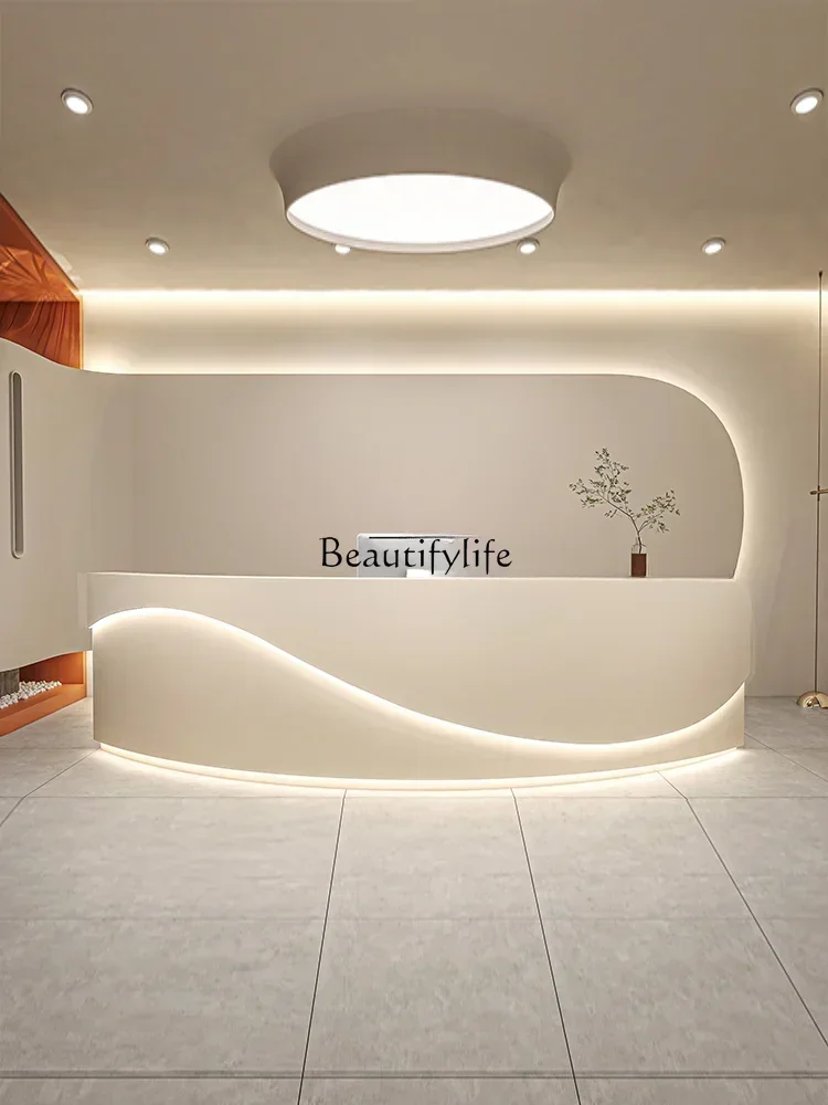 88.Beauty Salon Front Desk Cashier Desk Cream Wind Skin Management Dance Training Class Reception Desk