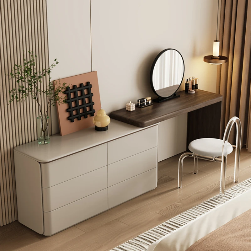 Chair Apartment Dressing Table Cabinet Makeup Retractable Wood Dressing Table grey Storage Penteadeira Para Quarto Fruniture