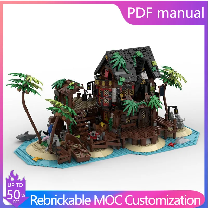 

3519 Parts Tropical Pirate Themed House Creative Building Block Model Educational Assembly Toys For Kids Festival Birthday Gifts