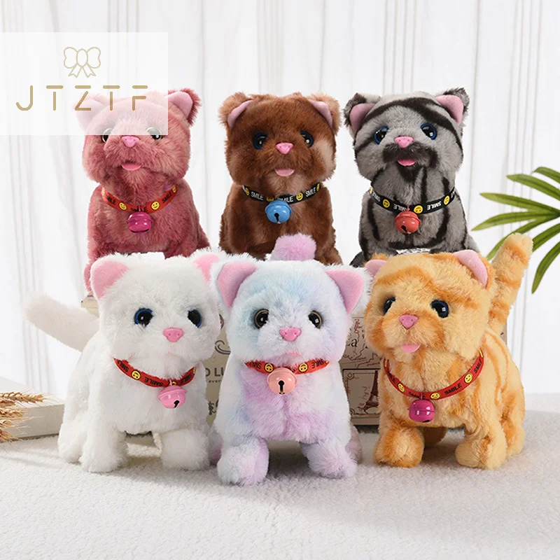 Cute Electronic Plush Cat Toy Can Walking Meowing Wagging Tail Stuffed Cat Doll Child Interactive Toys For Birthday Gift