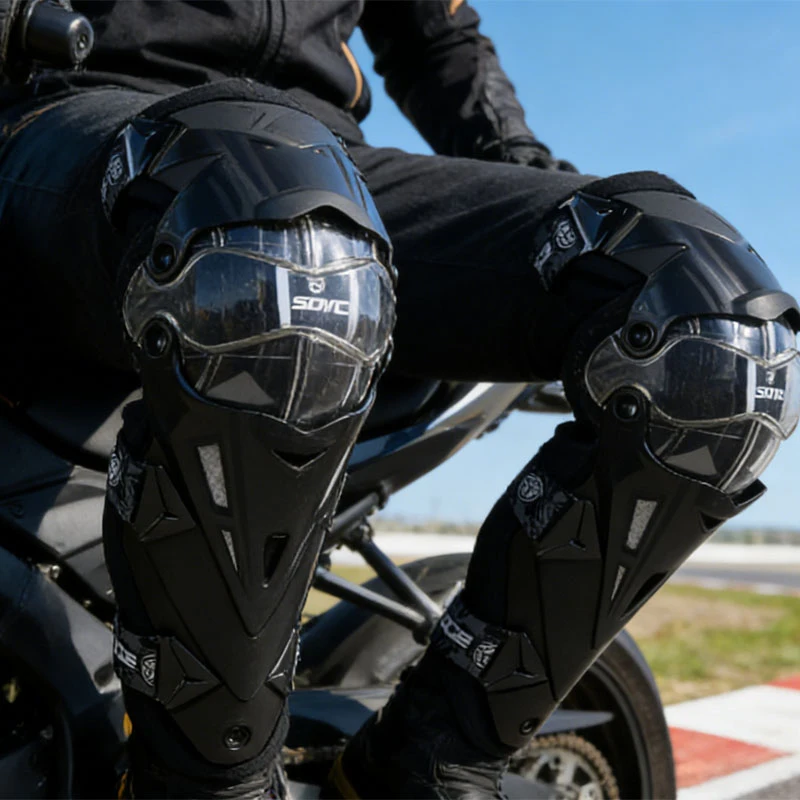 Motorcycle Knee Guards Men's Leg Protector Armor Anti-Slip Adjustable Motocross Knee Pads for Dirt Bike Off-Road Racing Riding