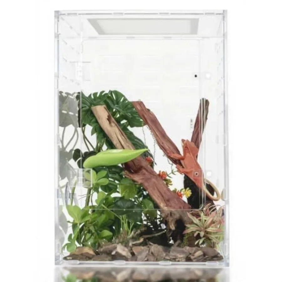 

10 Gallon Reptile Tank - 12x12x18 Crested Gecko Tank Enclosure - Acrylic Habitat with Ventilation for Lizard Spiders and Snakes